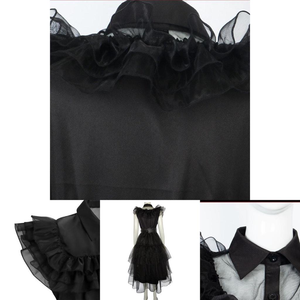 Wednesday Addams Kids Dress Cosplay Costume Party A-shaped Tiered Skirt