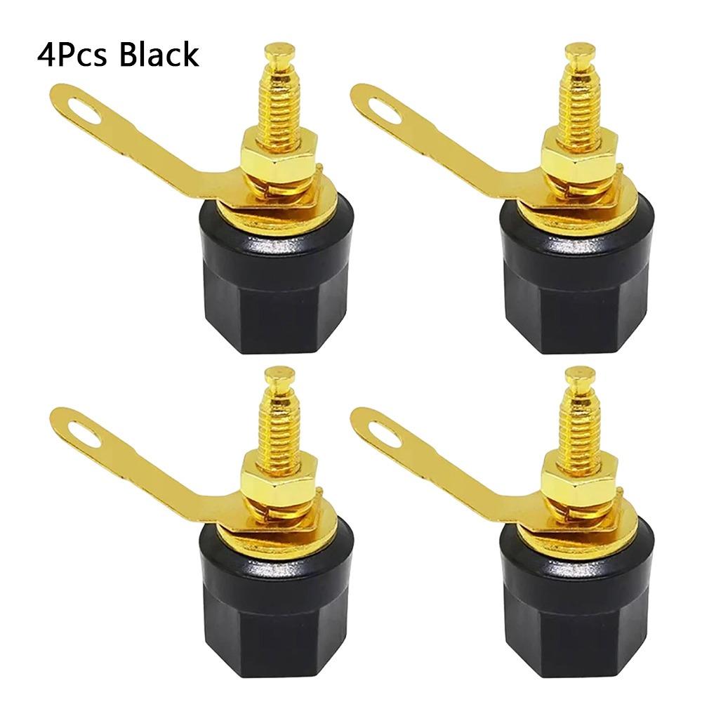

1Set Hex Head Banana Plug Socket 4mm Speaker Adapter Terminal Audio Connector Amplifier Video 4Pcs Black
