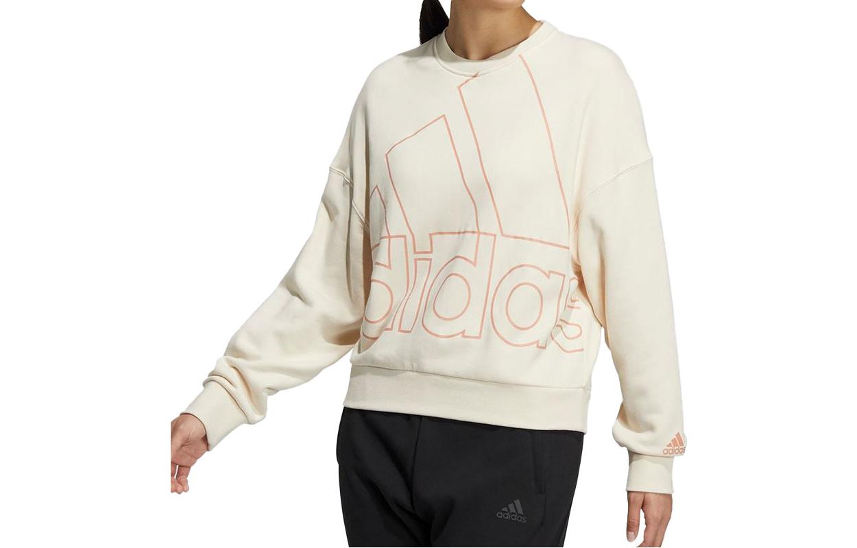 Adidas Sweatshirts Women s Ecru Crew Neck Moderate Regular HM9381 L