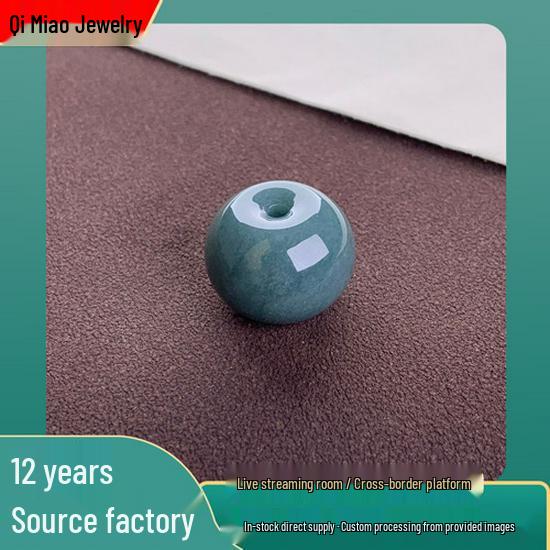 Natural A-grade Blue Jade Apple Beads Round Pendant Collarbone Necklace DIY Accessories.