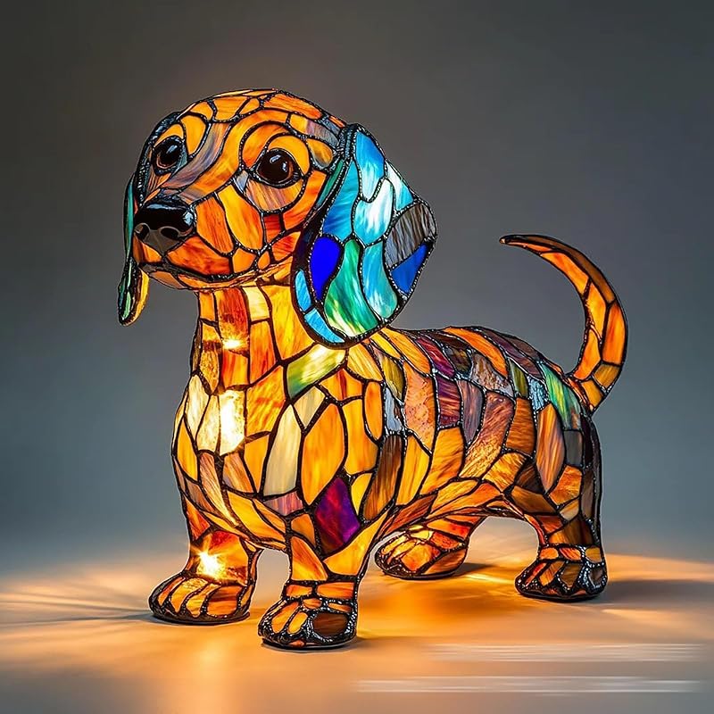 Solymall GlowKitty, Cat Lamp Stained Glass, Cat Lamp, Sherum Glowkitty, Stained Resin Night Light, Animal Lamps, 3D Cute Pet Led Table Lamps Gifts