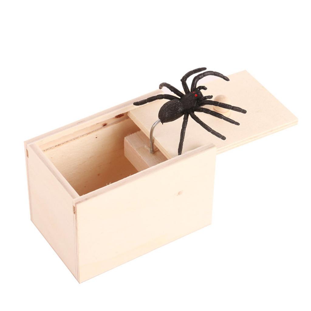Prank Spiders Box Scare Trick Wood Gag Gift Accessory Portable for Friend and Family Funny at Parties Supplies