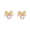 Korean Bow-Knot Pearl Earrings: Niche, Luxurious High-End Design