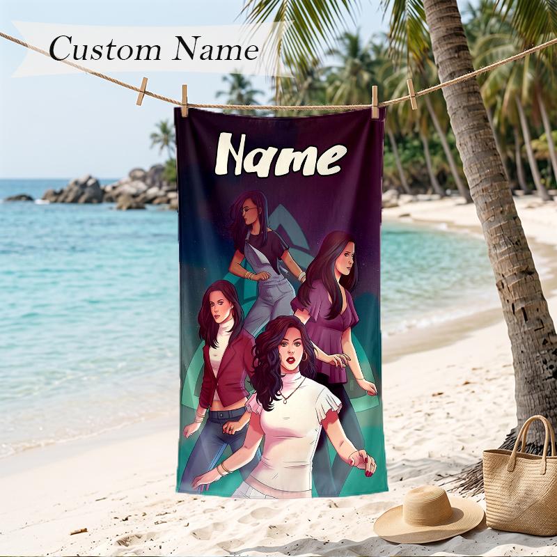 Charmed Custom Name Printed Beach Towel Personalized Soft Towel For Swimming Beach Travel