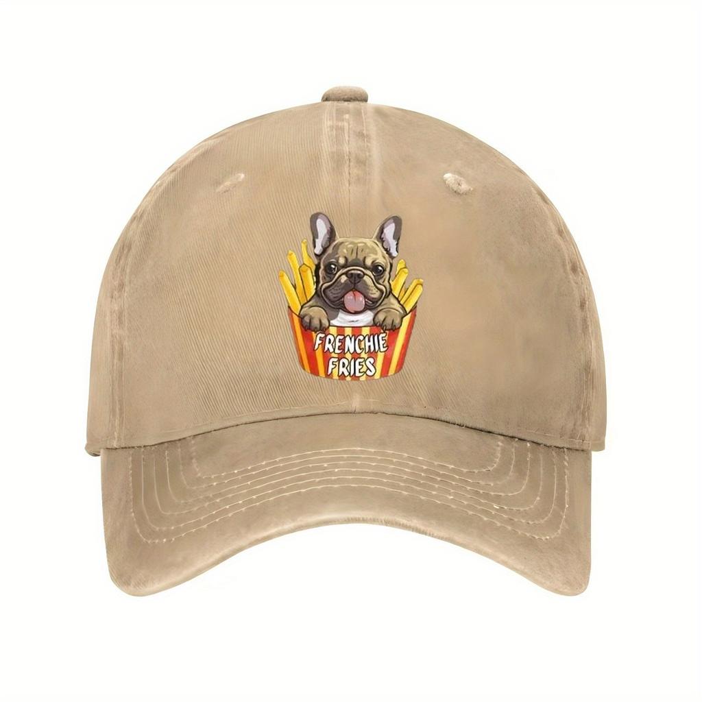 Frenchie Pommes Hundeliebhaber Französische Bulldogge Baseballkappe Vintage Gewaschen Erwachsenen Freizeit Hut