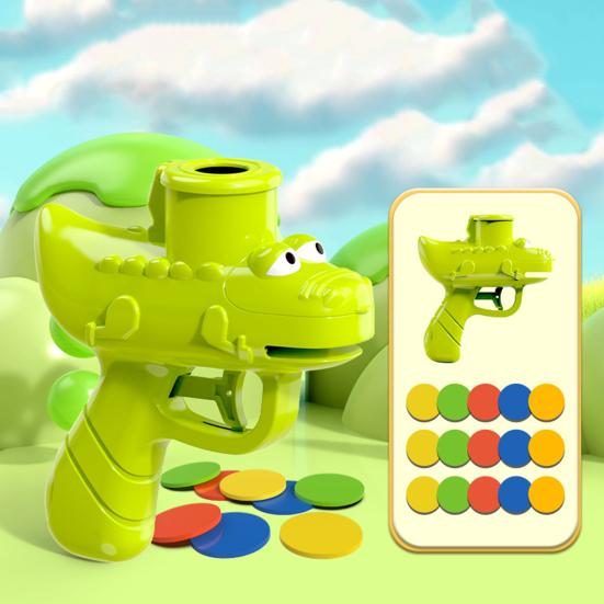 Cartoon Crocodile Disc Launcher Toy with 15 EVA Discs Outdoor Garden Backyard Lawn Park Kids Flying Disc Shooter Game Toddlers Boys Girls Gift