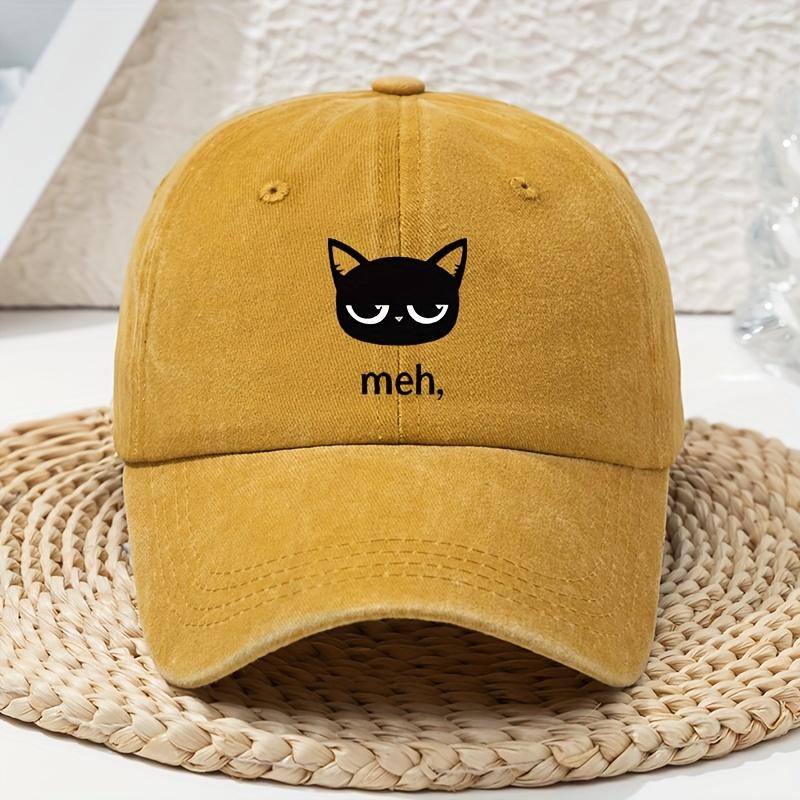 

Мультяшная бейсболка с принтом черного кота, винтажная, унисекс, папина кепка, кепка с мягким верхом и утиным козырьком, выстиранная, для улицы Adjustable жёлтый
