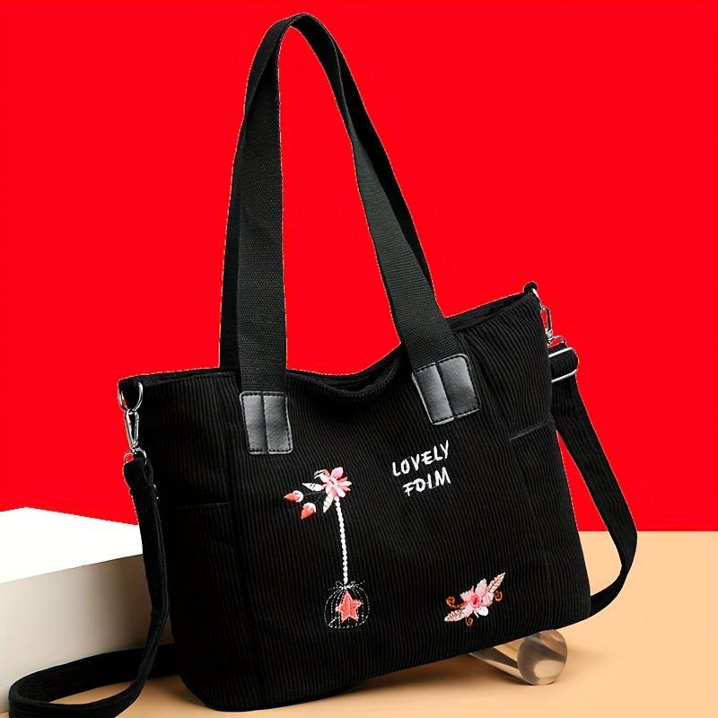 Large-capacity Tote Bag, Casual and Versatile Embroidered Shoulder Bag, Commuter Handbag