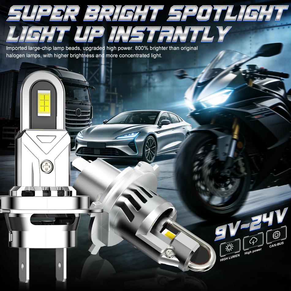 2PCS Turbo H4 LED Headlight CANBUS H7 H11 9005 9006 60000LM Mini Lamp 1:1 5570 CSP Wireless Car LED with Fan Plug and Play 6000K