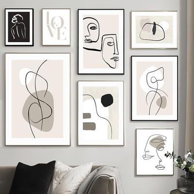 Lines Drawing Girl Face Body Love Abstract Posters And Prints Wall Art Canvas Painting Hotel Bar Pictures For Living Room Decor