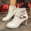Fashion Women High Heels Fashion Ankle Boots Autumn 2025 New Pu Leather Sexy Goth Dress Shoes Woman Plus Size 35-42 Platform Botas