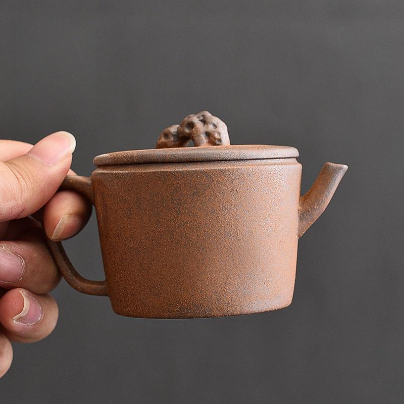 110ml Rough Pottery Old Rock Mud Tea Pot Tea Making Single Pot Small Capacity Pot Vintage Tea Kettle Tea Ceremony Kungfu Teapot