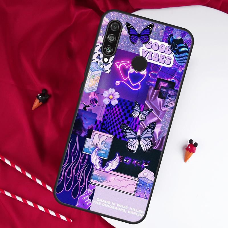 Purple aesthetic For Huawei Nova 12i 11i 8i 12s 9 10 SE Y90 Y60 Y70 Y72 Y61 Y91 P20 P30 P40 Lite P60 Pro Case