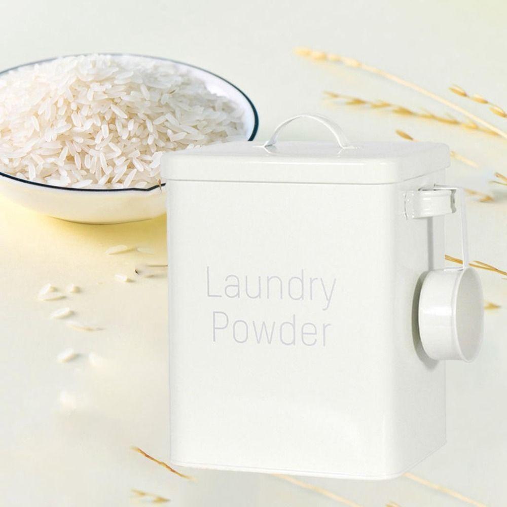 Lid Covered Tin Box Removable Washing Powder Box Laundry Container Washing Dispenser Sealed Box