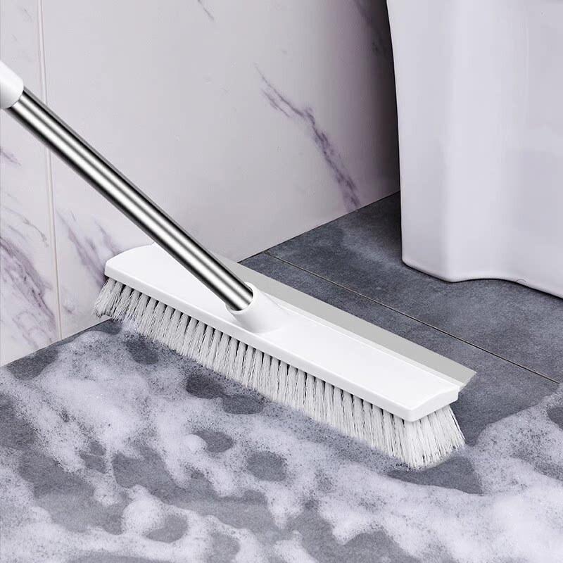 Long Handle 2-in-1 Floor Scrubber and Squeegee
