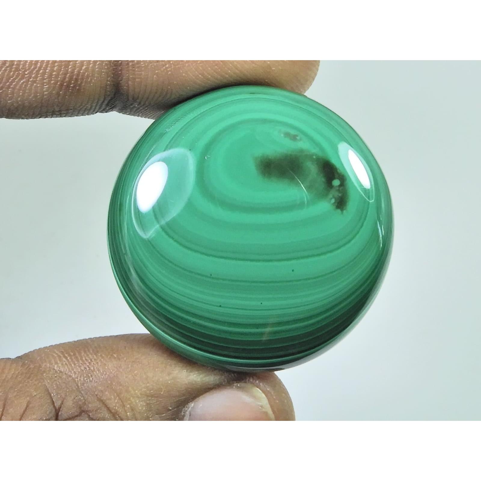 

105Cts.Natural Green Malachite Round Shape Cabochon Loose Gemstone 33X33X7MM D-332