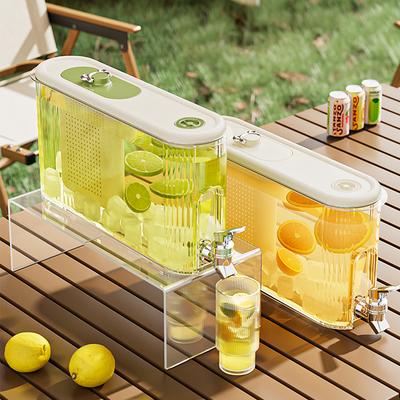 4L Plastic Cold Water Bucket With Faucet Large Capacity Tea Juice Beverage  Dispenser Outdoor Cold Water Kettle Fridge Water Jug