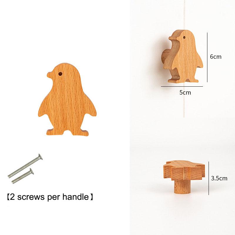 Cabinet Door Handle Children's Room Creative Cute Dinosaur Unique Wooden Animal Drawer Knobs Bedroom Decorative Drawer