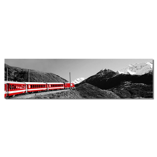 Naturlandskap Bybilde Svart Rød Tog Lerretmaleri Veggkunst Bilder Plakater og Trykk for Stue Soverom Hjemmeinnredning Uten Ramme