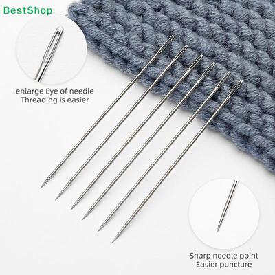 Ensemble de Aiguilles à Broder à Trou Latéral en Acier Inoxydable Tailles Assorties, Aiguilles à Coudre à la Main pour Point de Croix & Artisanat de Broderie