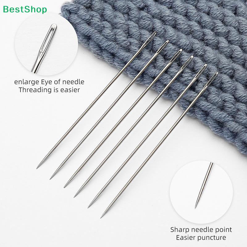 Ensemble de Aiguilles à Broder à Trou Latéral en Acier Inoxydable Tailles Assorties, Aiguilles à Coudre à la Main pour Point de Croix & Artisanat de Broderie