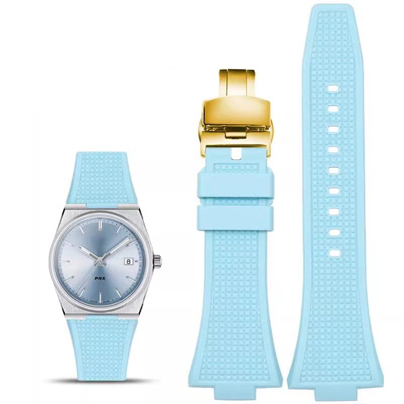 Watchband For Tissot PRX Series Super Player T137.407/T137.410 wristband Butterfly Buckle Men's High quality Watch Strap 26*12mm