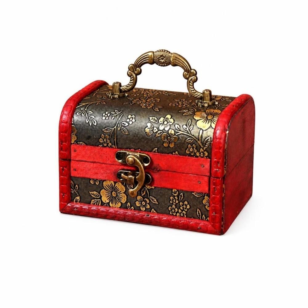 Small Size Wooden Jewelry Box Classical Keepsake Case Retro Trinket Chest Cosmetics Sorting