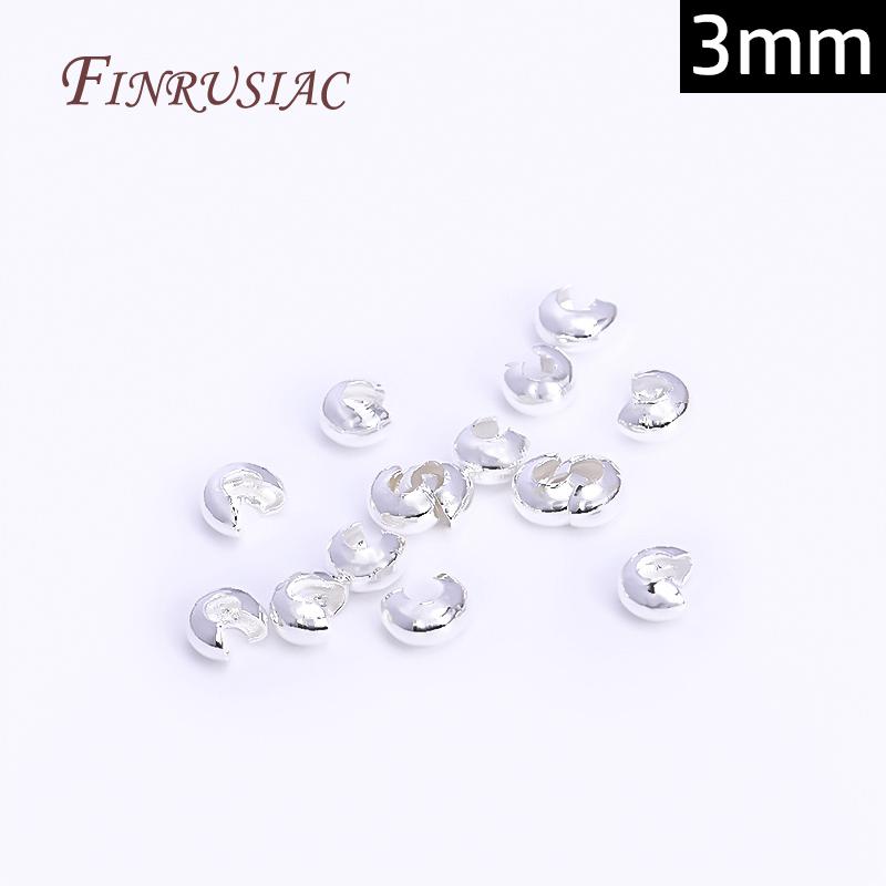 3mm/4mm Open Crimp Bead Covers 18K Real Gold Plated Round Covers For Crimp End Beads, DIY Jewelry Making Supplies Wholesale