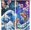 Pink Cherry Blossom Curtains Fantasy Anime Koi Fish Rod Pocket Blackout Window Drapes for Living Room Bedroom Kitchen Cafe Decor