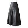 Leather Skirt for Women High Waisted A-line Knee-length Skirt with Big Swing