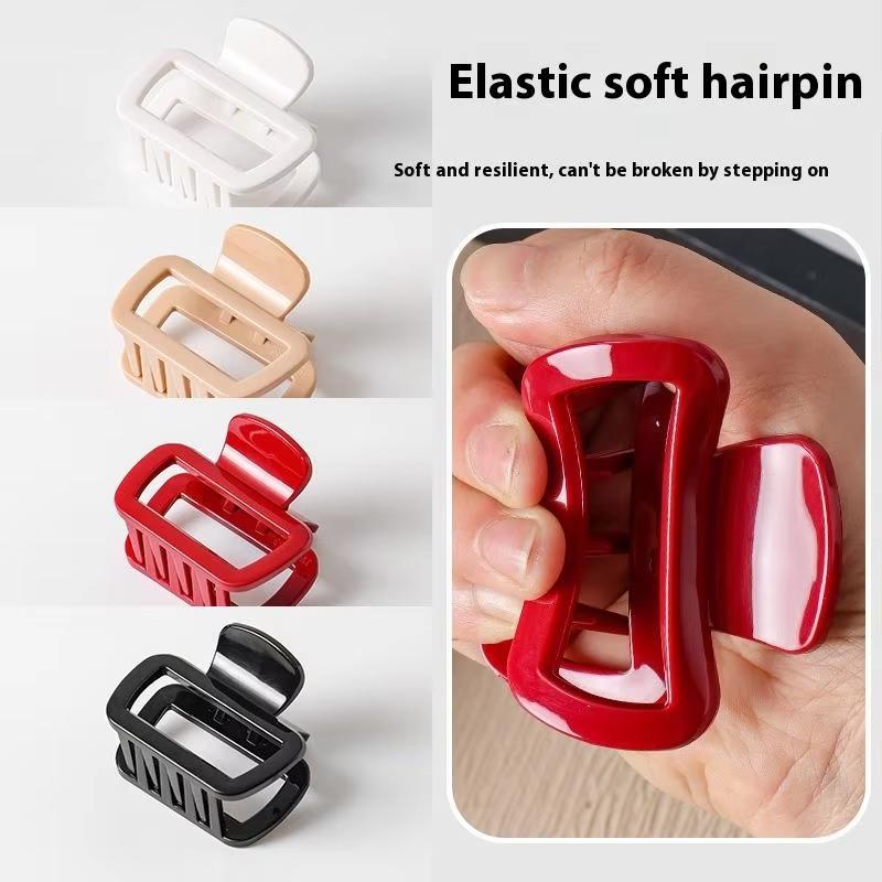 Trendy Suqare Soft Silicone Hair Claw Clips Flexible Anti Collision Shark Clip Protection Head Women's Non Fragile Accessories K