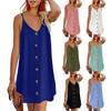 Fashion Womens Loose Print V-neck Sleeveless  Type Beach Dress