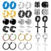 1/16 Pares Pendientes Magnéticos para Hombres Acero Inoxidable Sin Perforación Aro Colgante Cruzado Pendiente Magnético Clip on Unisex con Circonita Cúbica