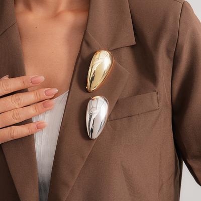 Metal Smooth Water Drop Brooch Fashionable Unique Brooch Personalized Exquisite Brooch