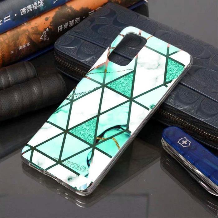 Coque + 2 Verres Trempés pour Samsung Galaxy A04s-A13 5G, Slim Souple Motif Marbre Turquoise Antichoc