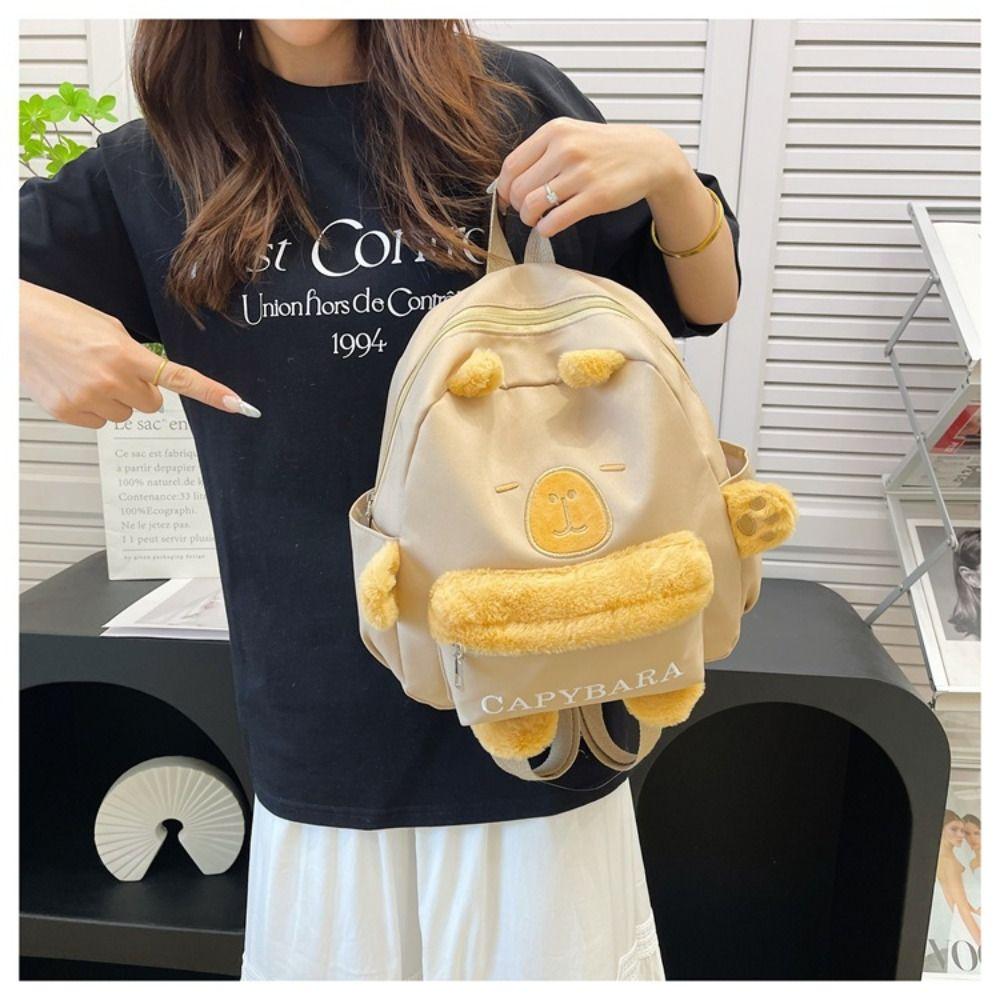 Large Capacity Cartoon Shoulders Bag Fashion Capybara Plush Bag Capybara Plush Backpack Unisex Style A