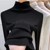 Women's Half High Neck Long Sleeve T Shirt Slim Fit Solid Color Casual Basic Tee Tops