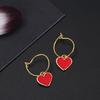Korean-Style Retro Heart Earrings - Simple Red Ear Studs & Sweet Hoop Pendants for Women