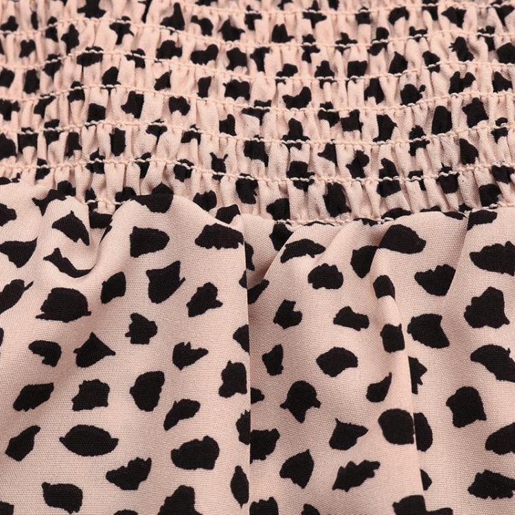 Summer Women Leopard Print Halter Neck High Waist A Line Dress with Ruffled Strap