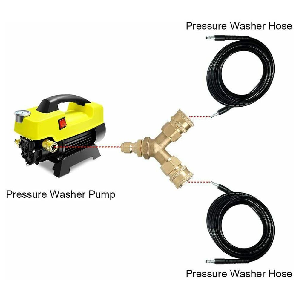 3/8 Fitting Pressure Washer Tee, Splitter Coupler, Quick Connect Two to