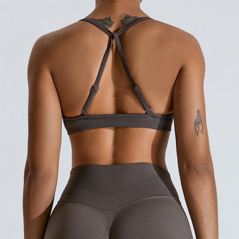 New Chest Pleated Sexy Yoga Bra For Women, Seamless Back Sports Bra, Quick Drying Running And Fitness Suit