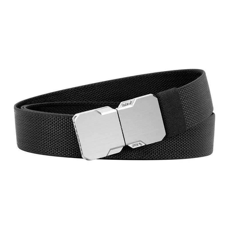 Outdoor alloy tactical waist belt elastic men woven versatile jeans belt heavy duty quick release