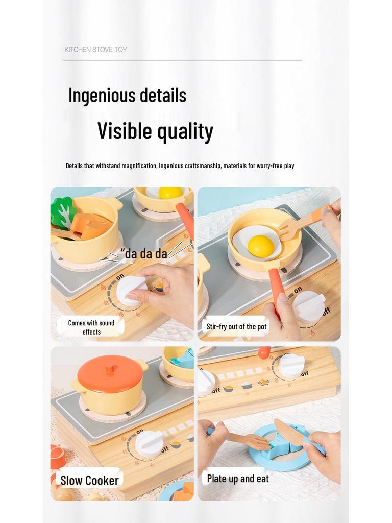 Wooden Pretend Play Cooking Set: Fruits, Vegetables, Meats & Cutlery Toy