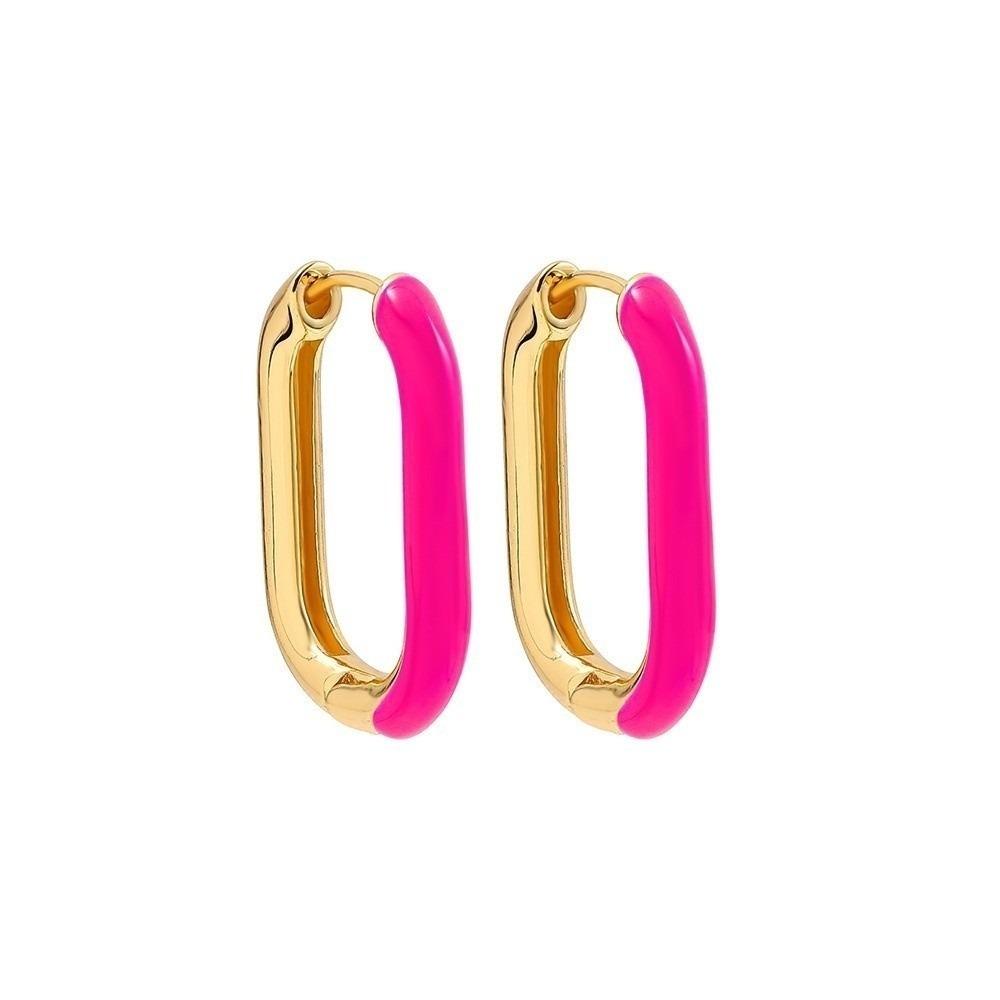 1 Pair Retro U Shaped Hoop Earrings Colorful Colorful Enamel Earrings  Women Jewelry