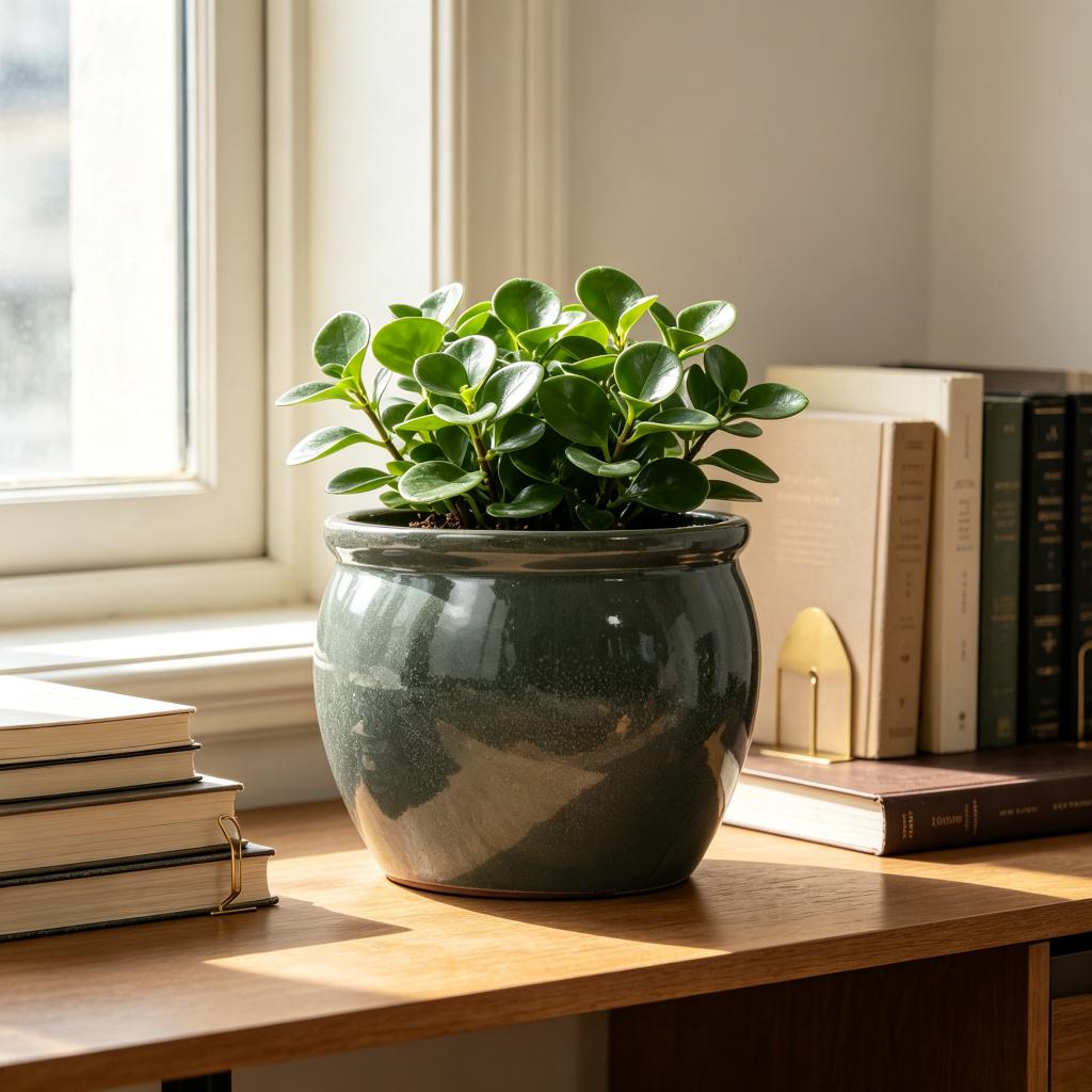 Handmade Ceramic Plant Pot (Ø 23 cm), Glossy Antique Blue-Green with Natural Speckled Glaze, Breathable, Frost-Resistant, with Drainage Holes