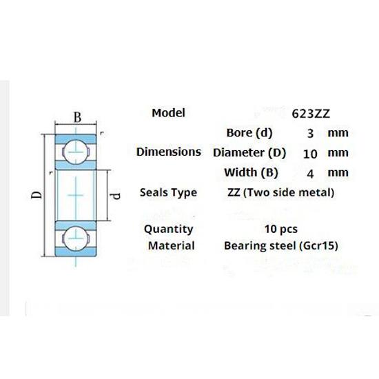 Lager 10 Stück 623ZZ 3*10*4(mm)