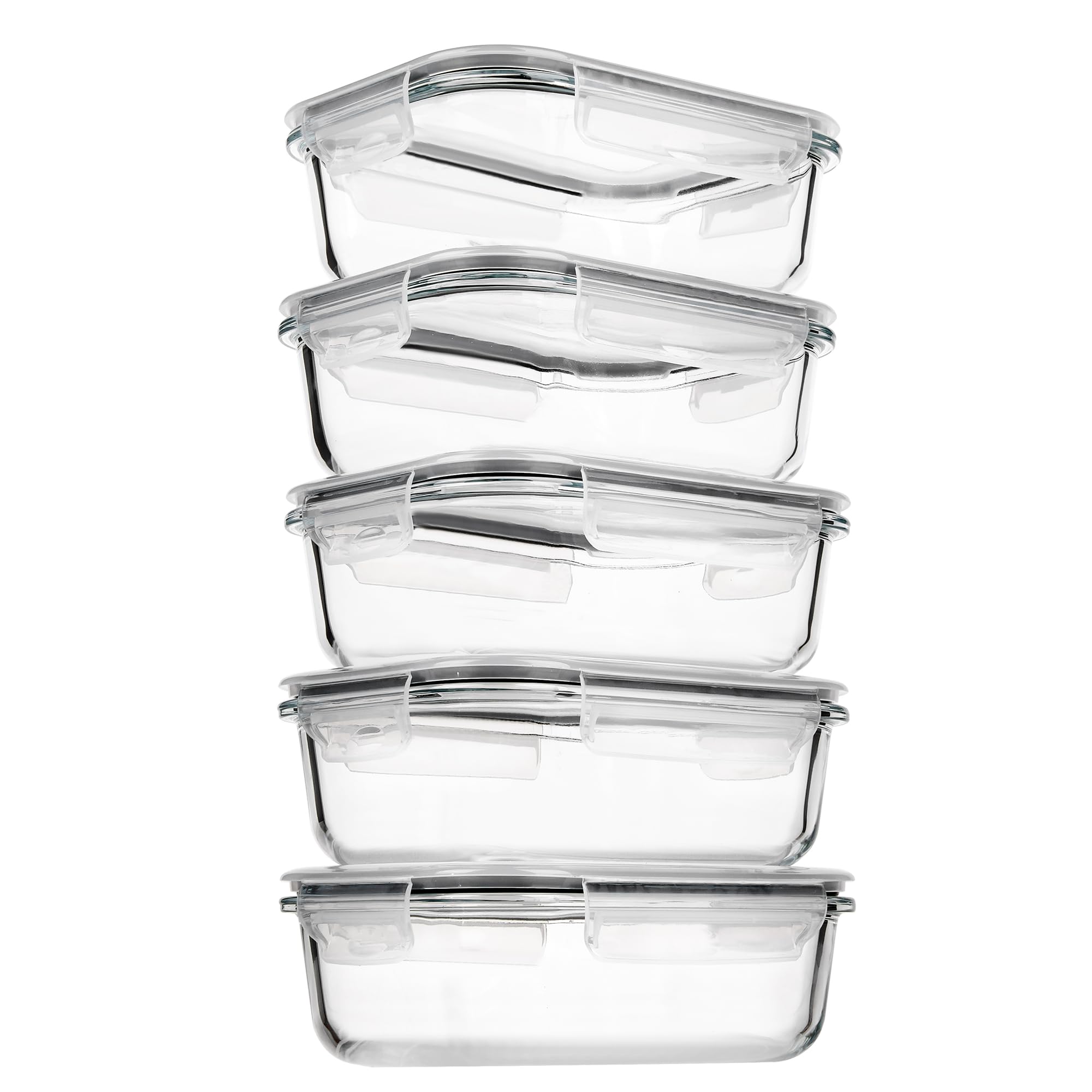 Vtopmart Glass Storage Set of and Dishwasher with Silicone Airtight for Meal Prep and Baby Food Heat-Resistant Containers, 650ml, 5, Microwave, Oven,