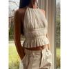 Sleeveless Halter Waistcoat with Neck Strap Halterneck Tied Spaghetti-Strap Vest