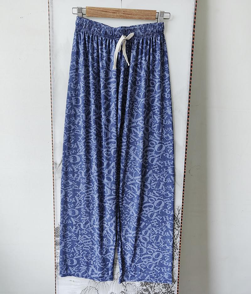 

Женские широкие брюки с высокой талией из ледяного шелка Tencel - Летние повседневные свободные брюки L (110-140 Jin) (No Pockets)