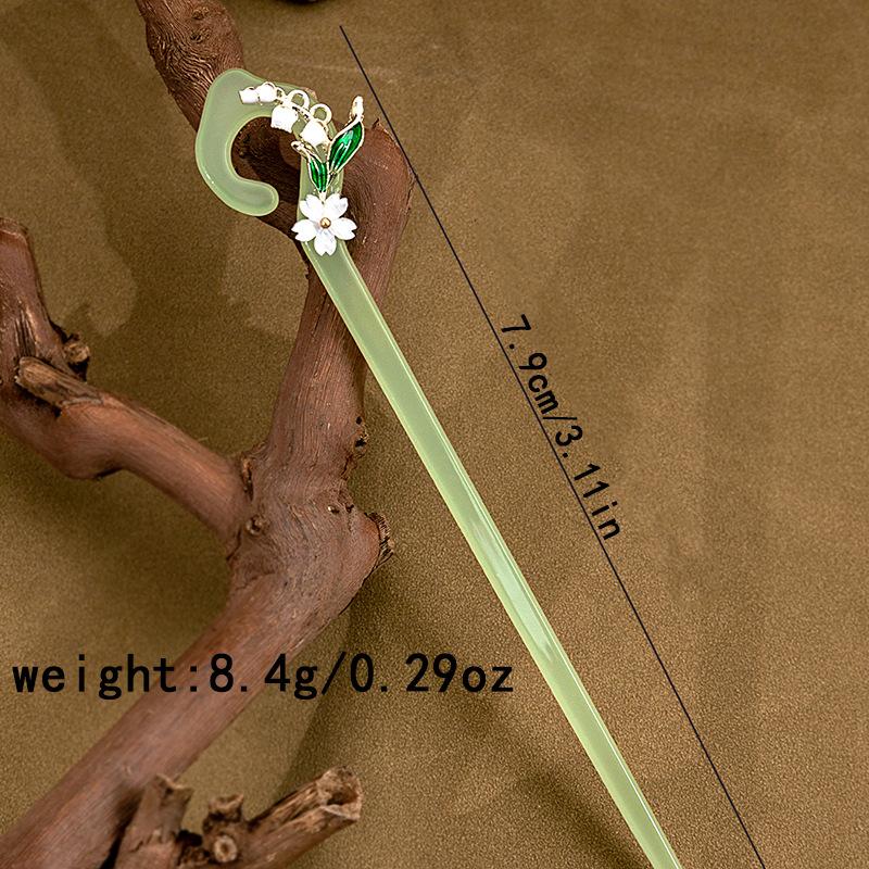 Starożytny Styl Super Wróżkowy Spinka do Włosów z Orchideą Dzwonkową Nowa Chińska Prosta Bambusowa Nieregularna Żywiczna Spinka do Włosów Akcesorium do Hanfu Cheongsam
